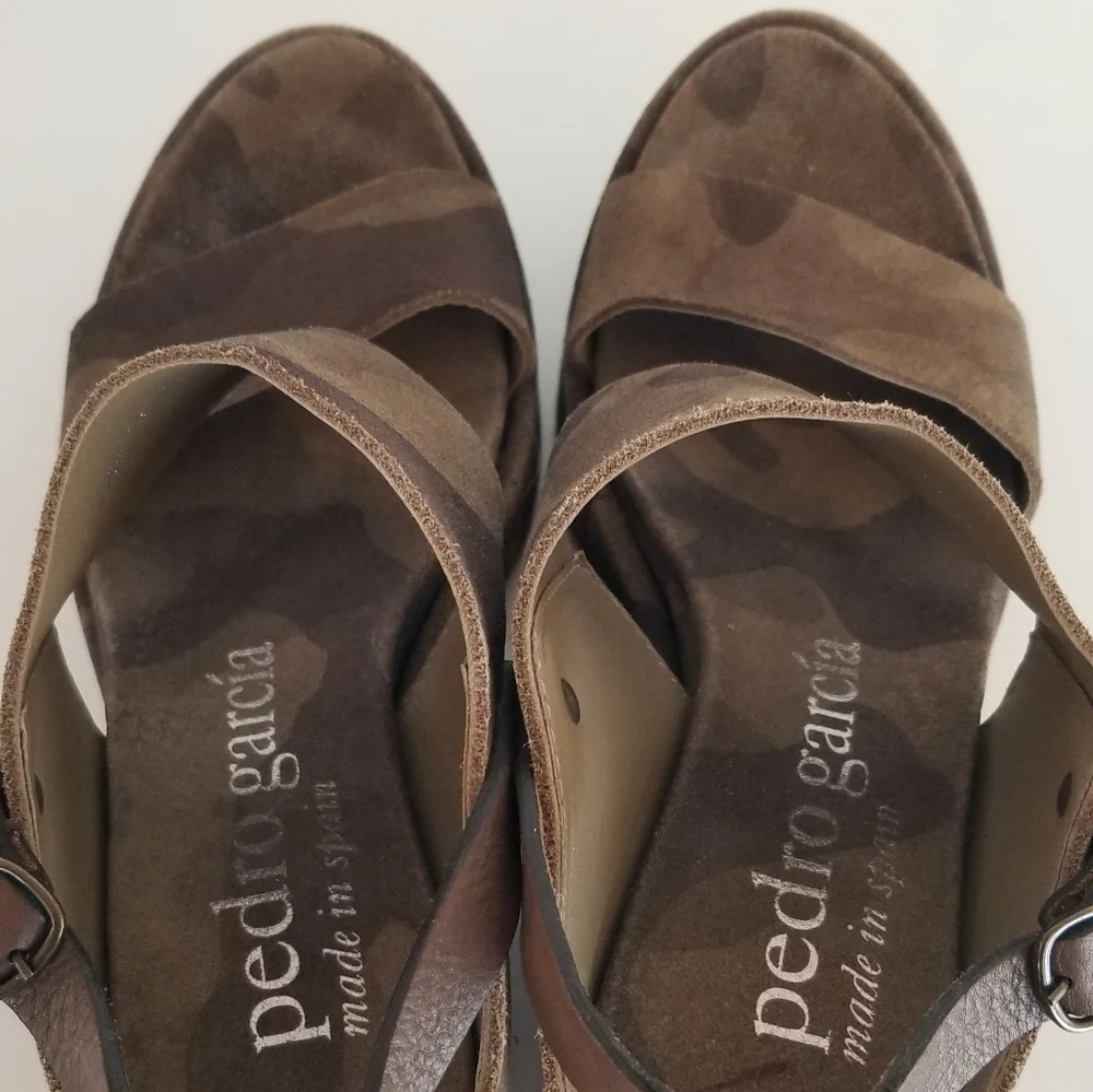 Pedro Garcia Leather High Wedge Platform Sandles